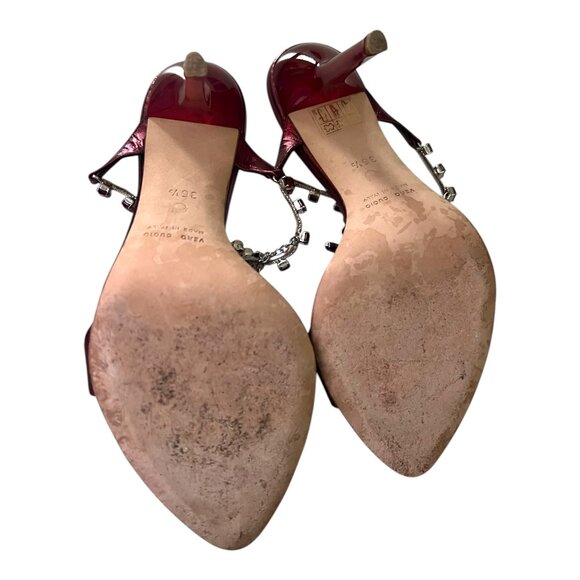 Giorgio Fabiani Red Stiletto heels with Rhinestone Beaded Size 36.5 - Picture 14 of 15